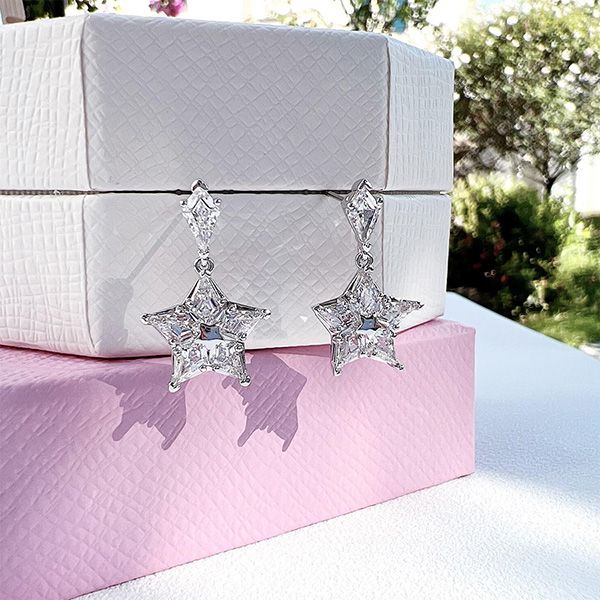 Khuyên Tai Nữ Swarovski Stella Drop Earrings Kite Cut, Star, White, Rhodium Plated 5652002 Màu Trắng Bạc - Trang sức - Vua Hàng Hiệu