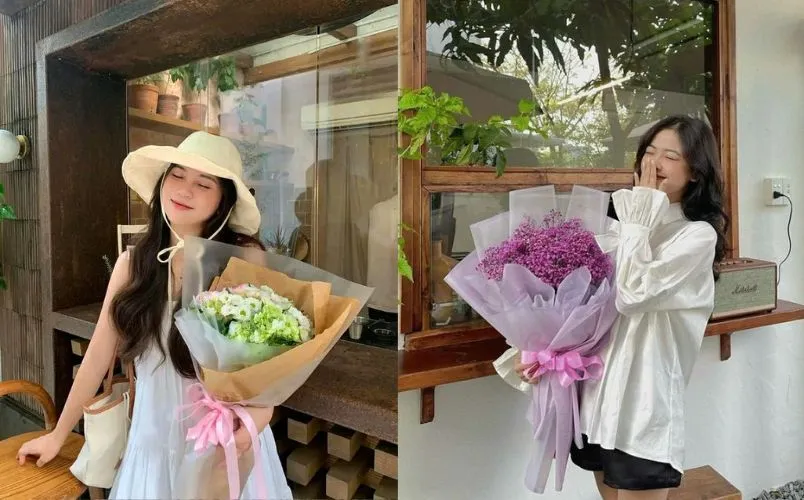 Tổng hợp kiểu tạo dáng chụp ảnh với bó hoa đẹp cực dễ