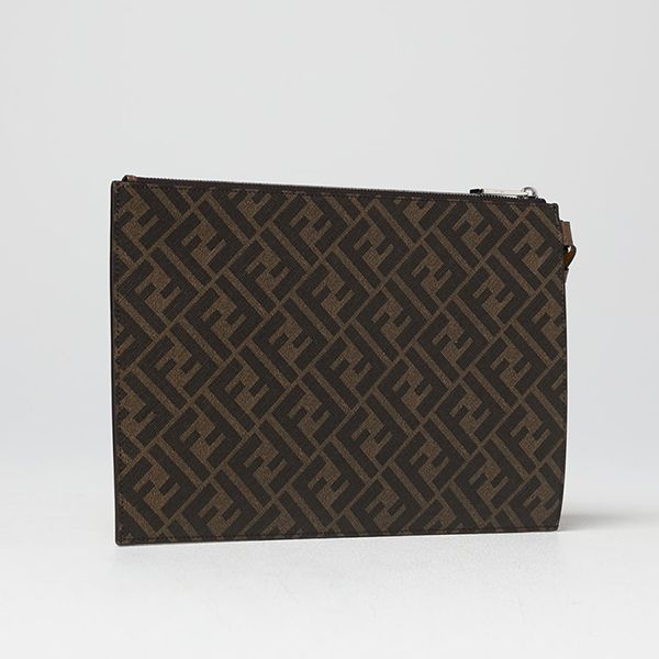 Túi Cầm Tay Fendi Flat Pouch FF Monogram Màu Vàng Nâu - Túi xách - Vua Hàng Hiệu
