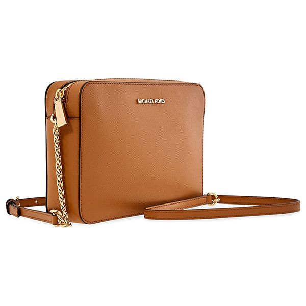 Túi Đeo Chéo Nữ Michael Kors MK Jet Set Large Saffiano Leather Crossbody 32S4GTVC3L-203 Màu Nâu Vàng - Túi xách - Vua Hàng Hiệu