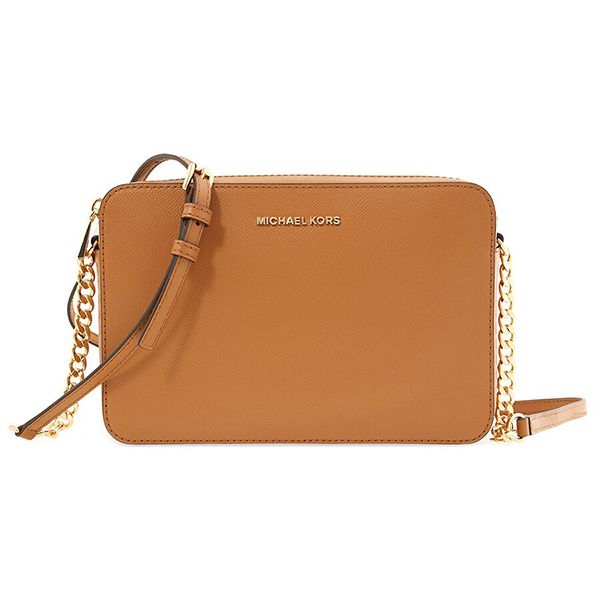 Túi Đeo Chéo Nữ Michael Kors MK Jet Set Large Saffiano Leather Crossbody 32S4GTVC3L-203 Màu Nâu Vàng - Túi xách - Vua Hàng Hiệu