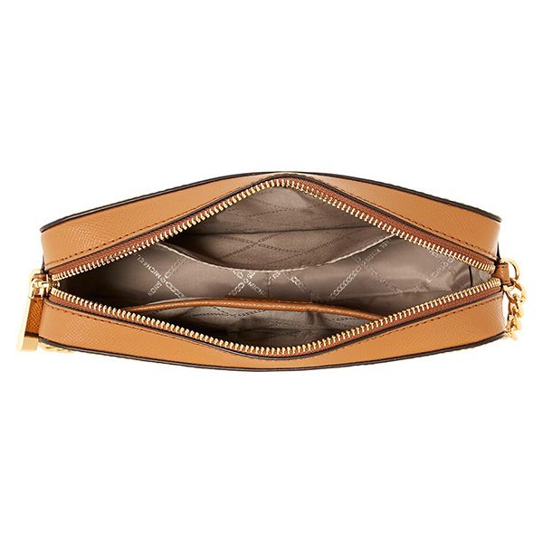 Túi Đeo Chéo Nữ Michael Kors MK Jet Set Large Saffiano Leather Crossbody 32S4GTVC3L-203 Màu Nâu Vàng - Túi xách - Vua Hàng Hiệu
