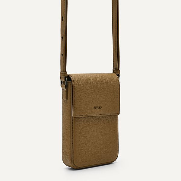 Túi Đựng Điện Thoại Pedro Embossed Leather Phone Pouch 66500011 Màu Nâu - Túi xách - Vua Hàng Hiệu
