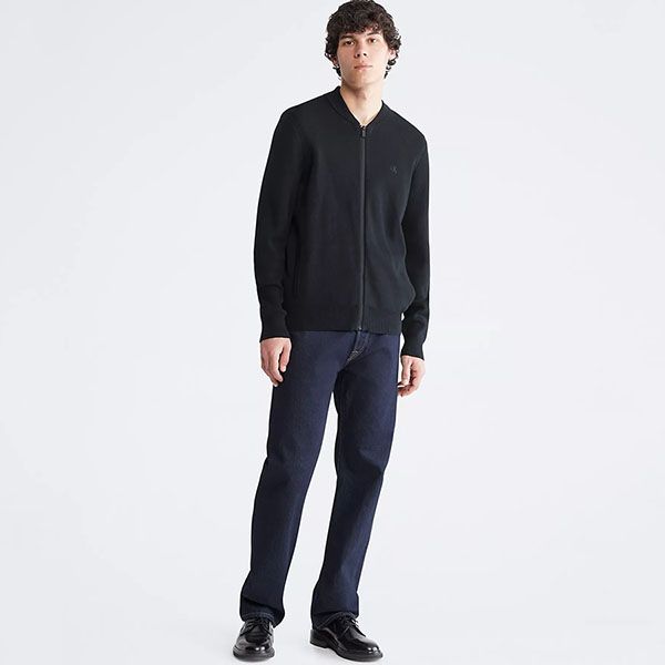 Áo Khoác Len Nam Calvin Klein CK SP40588414 - BLK Smooth Cotton Sweater Bomber Jacket Màu Đen Size M - Thời trang - Vua Hàng Hiệu