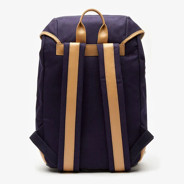 Balo Nam Lacoste Men's Leather Finishes Cotton Flap Backpack NH3129US Màu Xanh Navy - Túi xách - Vua Hàng Hiệu