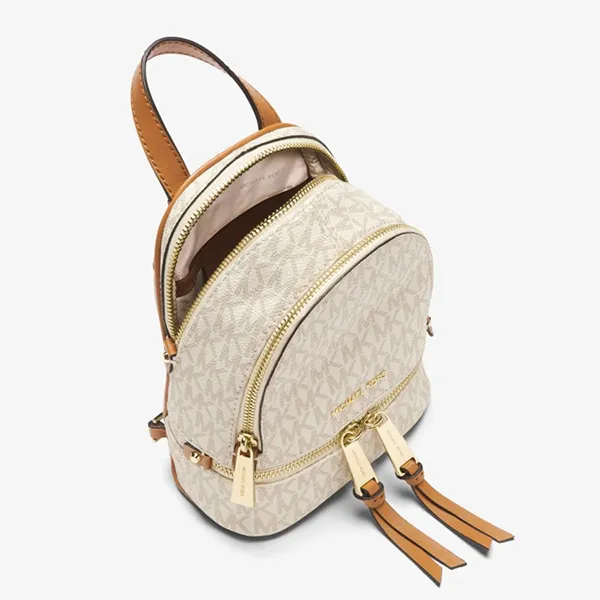 Balo Nữ Michael Kors MK Rhea Mini Logo Backpack 30S7GEZB1V Màu Trắng Kem - Túi xách - Vua Hàng Hiệu