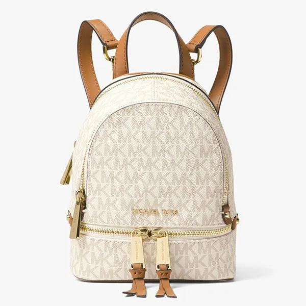 Balo Nữ Michael Kors MK Rhea Mini Logo Backpack 30S7GEZB1V Màu Trắng Kem - Túi xách - Vua Hàng Hiệu