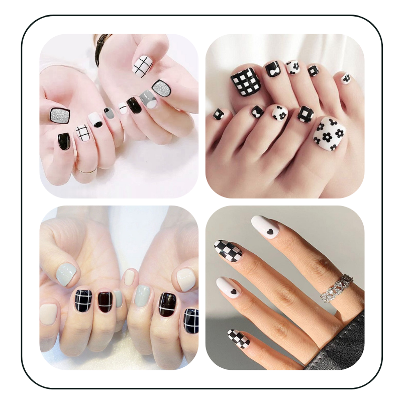 50+ mẫu nail đen trắng từ cute đến cá tính cho nàng