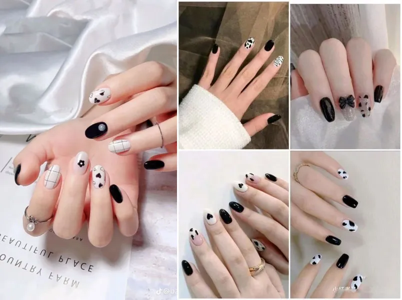 50+ mẫu nail đen trắng từ cute đến cá tính cho nàng