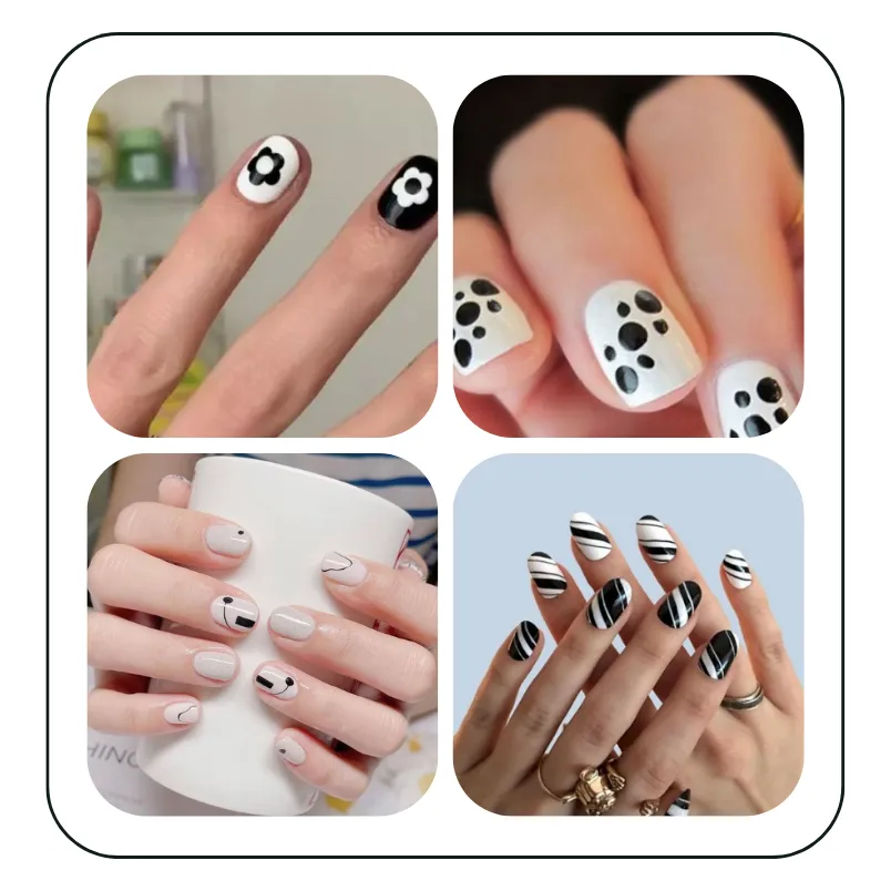 50+ mẫu nail đen trắng từ cute đến cá tính cho nàng