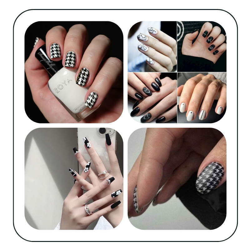 50+ mẫu nail đen trắng từ cute đến cá tính cho nàng