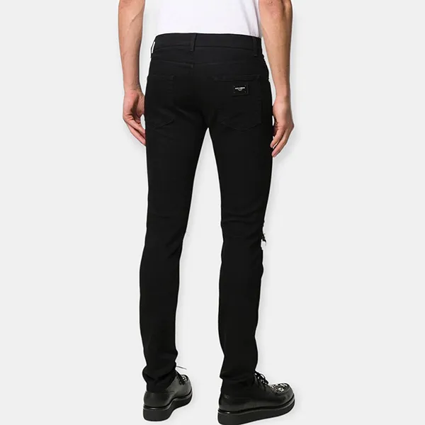 Quần Jean Nam Dolce & Gabbana D&G Rách 2 Đùi Skinny GY07LDG8CE9S9001 Màu Đen Size 50 - Thời trang - Vua Hàng Hiệu
