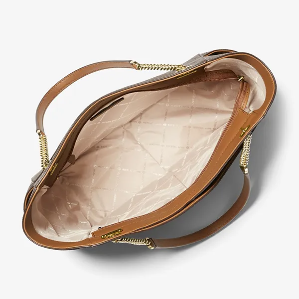 Túi Xách Nữ Michael Kors MK Jet Set Large Logo Shoulder Bag 35F1GTVT3B Màu Nâu Đậm - Túi xách - Vua Hàng Hiệu