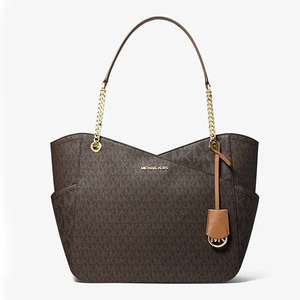 Túi Xách Nữ Michael Kors MK Jet Set Large Logo Shoulder Bag 35F1GTVT3B Màu Nâu Đậm - Túi xách - Vua Hàng Hiệu