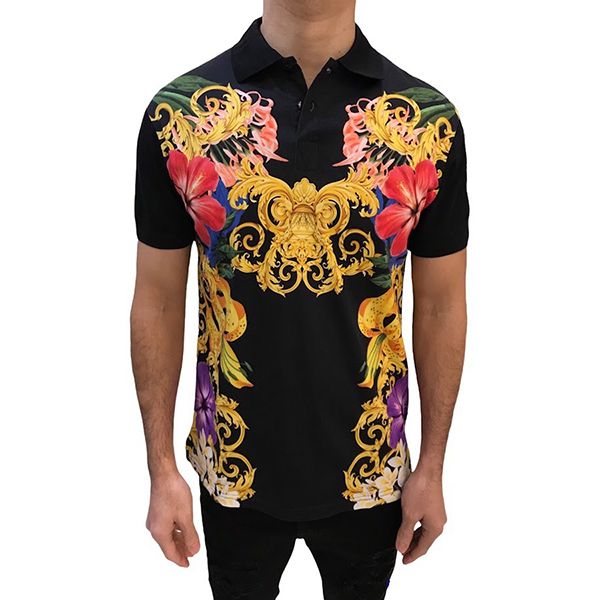 Áo Polo Nam Versace Jeans Couture B3GVA7X8 30324 Black Màu Đen Họa Tiết Size M - Thời trang - Vua Hàng Hiệu