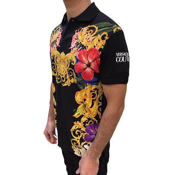 Áo Polo Nam Versace Jeans Couture B3GVA7X8 30324 Black Màu Đen Họa Tiết Size M - Thời trang - Vua Hàng Hiệu