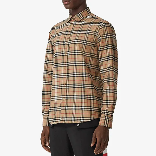 Áo Sơ Mi Nam Burberry Small Scale Check Stretch Cotton Shirt 8020966 Màu Nâu Nhạt Size XS - Thời trang - Vua Hàng Hiệu