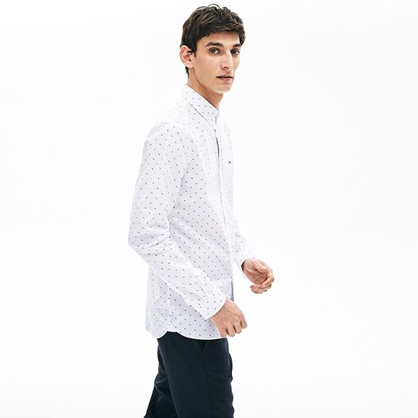 Áo Sơ Mi Dài Tay Nam Lacoste Men's Printed Cotton Poplin Shirt CH6904 522 Màu Trắng Size 41 - Thời trang - Vua Hàng Hiệu