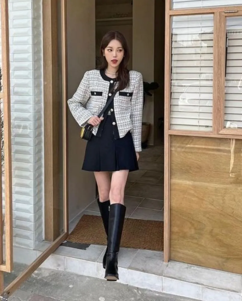 15 cách mix áo dạ tweed dáng ngắn sang chảnh, sành điệu
