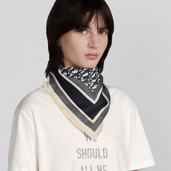 Khăn nữ Dior Designer Silk Scarves U0026 Mitzah For Màu Xanh Navy Phối Trắng - Thời trang - Vua Hàng Hiệu