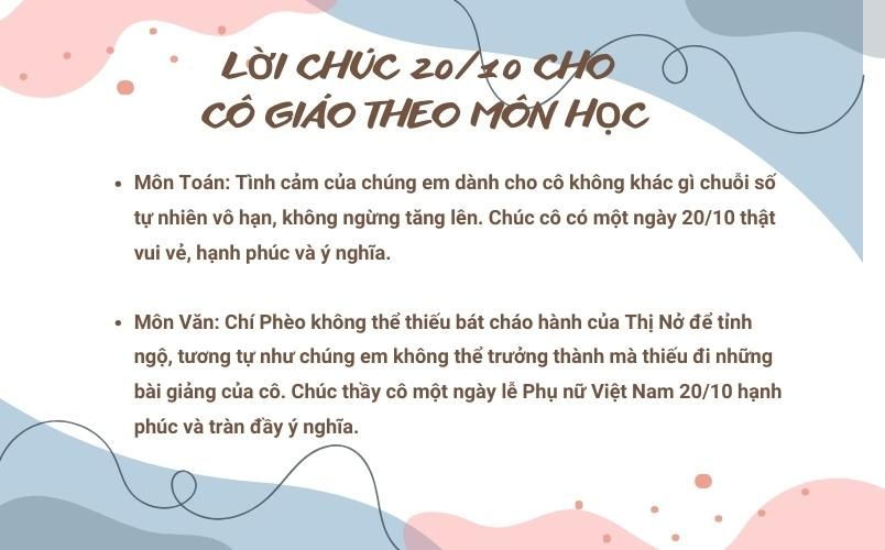 Tổng hợp những lời chúc 20/10 cho cô giáo ý nghĩa
