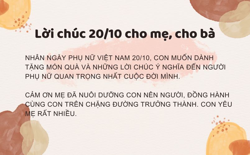 100+ lời chúc 20/10 hay và ý nghĩa dành tặng phái nữ