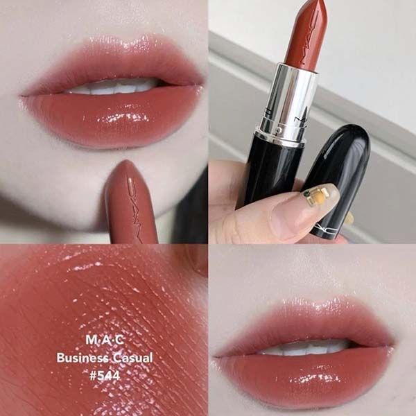 Son Mac Lustreglass Lipstick 544 Business Casual Màu Đỏ Hồng Đất - Son Môi - Vua Hàng Hiệu