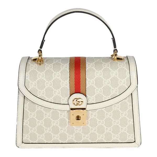 Túi Đeo Chéo Nữ Gucci Limited Edition Cream Ophidia GG Small Top Handle Màu Ghi Nhạt - Túi xách - Vua Hàng Hiệu