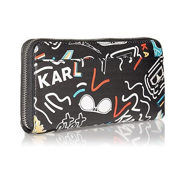 Ví Nữ Karl Lagerfeld Maybelle Continental Large Zip Around Wallet LH9QU5AV BKO Màu Đen Họa Tiết - Túi xách - Vua Hàng Hiệu