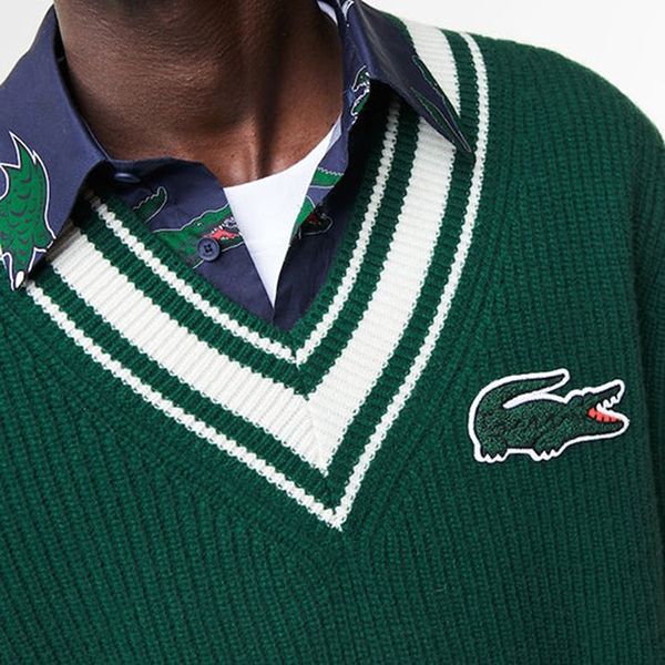 Áo Len Nam Lacoste Holiday Comic Badge Striped V-Neck AH0735 Màu Xanh Green Size 4 - Thời trang - Vua Hàng Hiệu