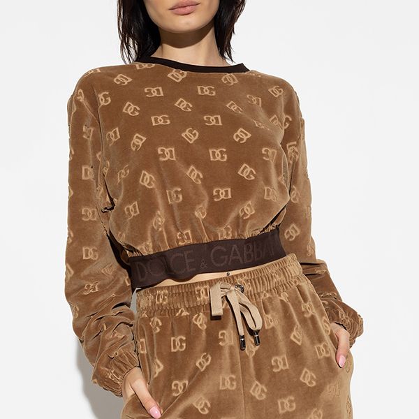 Áo Nỉ Nhung Sweater Nữ Dolce & Gabbana D&G With Logo Màu Nâu Size 38 - Thời trang - Vua Hàng Hiệu