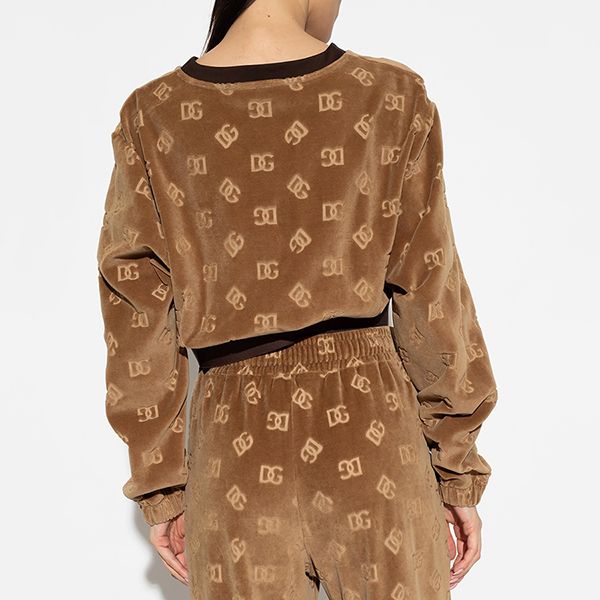 Áo Nỉ Nhung Sweater Nữ Dolce & Gabbana D&G With Logo Màu Nâu Size 38 - Thời trang - Vua Hàng Hiệu