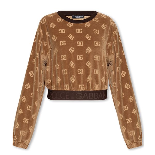 Áo Nỉ Nhung Sweater Nữ Dolce & Gabbana D&G With Logo Màu Nâu Size 38 - Thời trang - Vua Hàng Hiệu