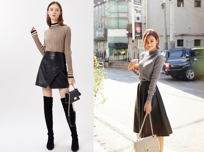 Chân váy da mặc với áo gì? Gợi ý tips phối đồ sang chảnh