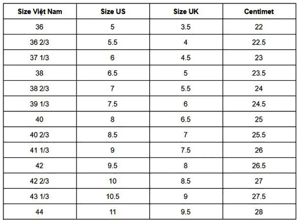 Size giày MLB hở gót