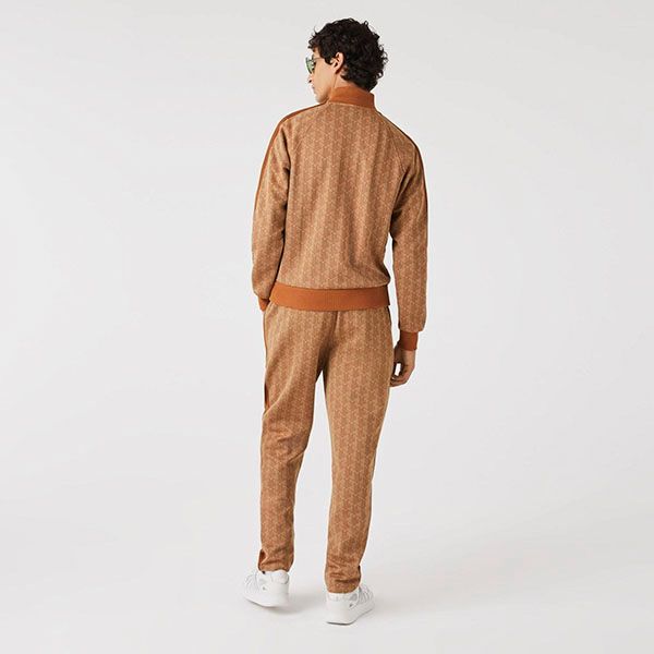 Áo Khoác Nam Lacoste Men's Regular Fit Monogram Print Zip Sweatshirt SH0072 - ZWM Màu Nâu Size 3 - Thời trang - Vua Hàng Hiệu
