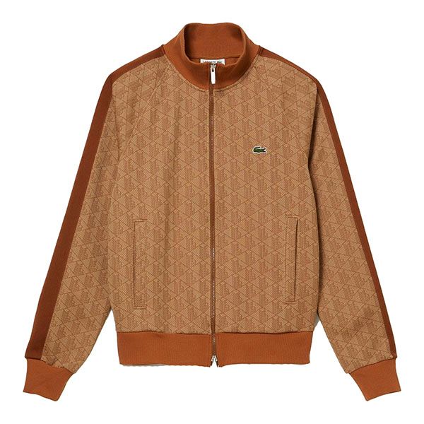 Áo Khoác Nam Lacoste Men's Regular Fit Monogram Print Zip Sweatshirt SH0072 - ZWM Màu Nâu Size 3 - Thời trang - Vua Hàng Hiệu
