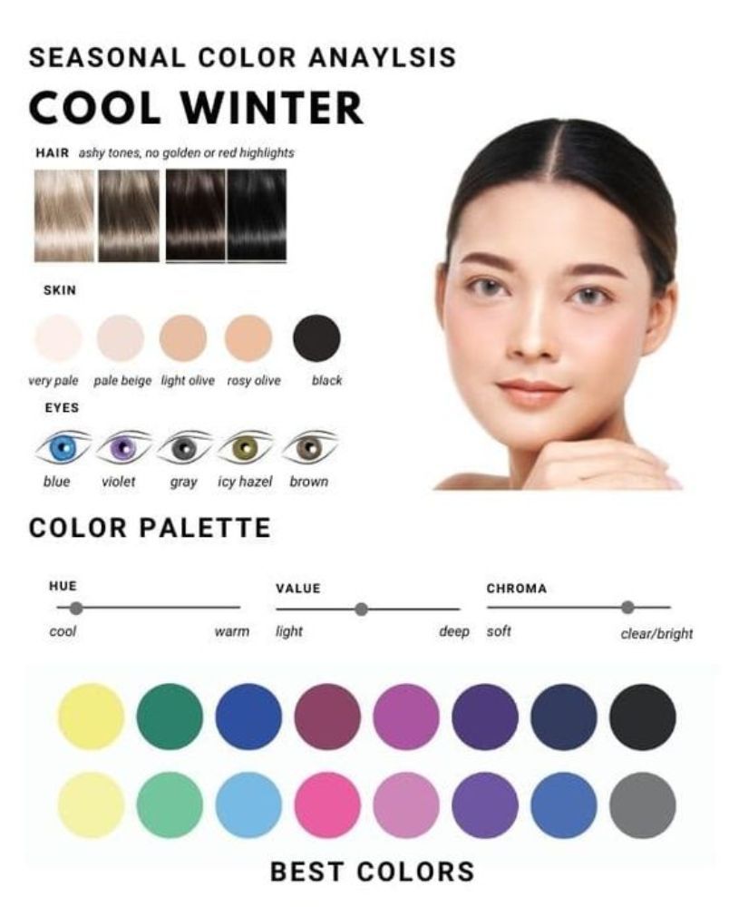 Bảng màu Personal color winter: Cách trang điểm và phối đồ đẹp
