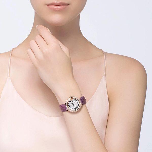 Đồng Hồ Nữ Cartier Ballon Bleu De 33mm WE902066 Violet Màu Tím / Vàng Hồng - Đồng hồ - Vua Hàng Hiệu