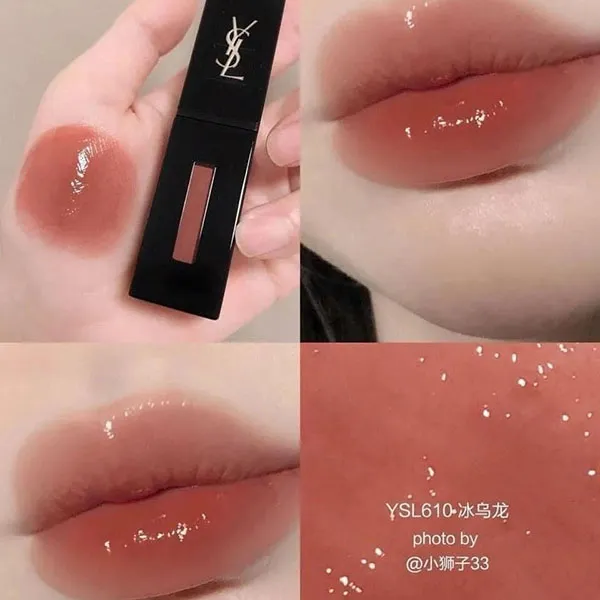 Son Kem Yves Saint Laurent YSL Vinyl Cream Lip Stain 610 Nude Champion Màu Nude Cam - Son Môi - Vua Hàng Hiệu