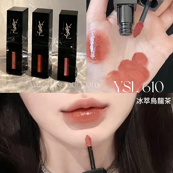 Son Kem Yves Saint Laurent YSL Vinyl Cream Lip Stain 610 Nude Champion Màu Nude Cam - Son Môi - Vua Hàng Hiệu