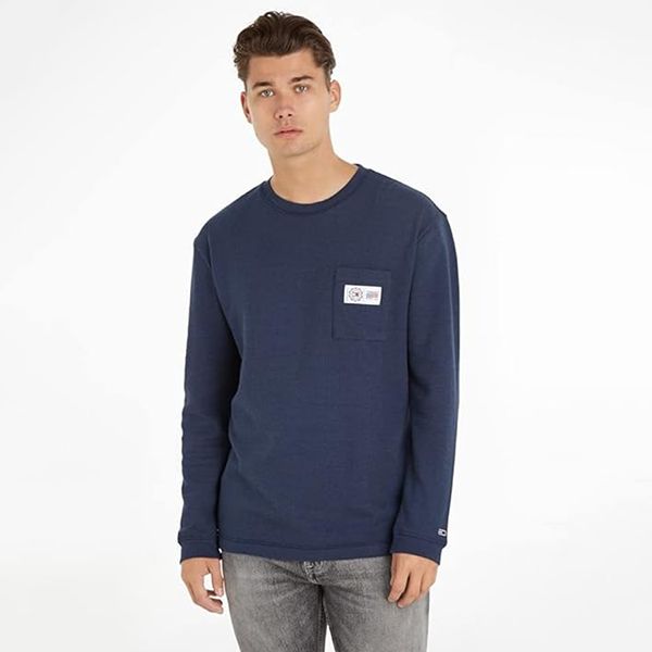 Áo Nỉ Sweater Nam Tommy Hilfiger Men's Long-Sleeved Shirt DM0DM15777_BLU_C87 Màu Xanh Navy Size S - Thời trang - Vua Hàng Hiệu