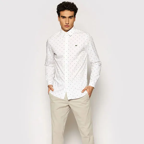 Áo Sơ Mi Dài Tay Nam Lacoste Men's Slim Fit Polka Dotted Cotton Poplin Shirt CH0949 Màu Trắng Size 41 - Thời trang - Vua Hàng Hiệu