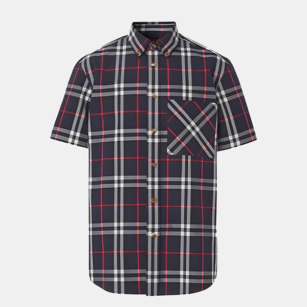 Áo Sơ Mi Nam Burberry Short-Sleeve Shirt Kẻ Xanh Navy Size XS - Thời trang - Vua Hàng Hiệu