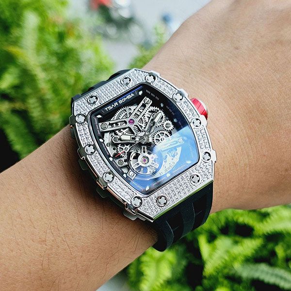 Đồng Hồ Nam Tsar Bomba Cubic Zirconia Bezel Waterproof Màu Đen - Đồng hồ - Vua Hàng Hiệu