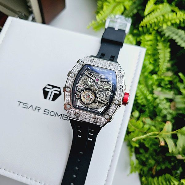 Đồng Hồ Nam Tsar Bomba Cubic Zirconia Bezel Waterproof Màu Đen - Đồng hồ - Vua Hàng Hiệu