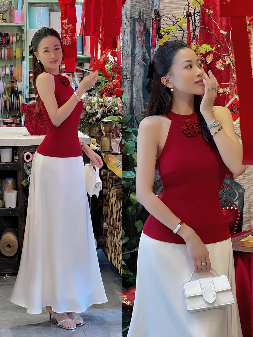 Mùng 3 Tết mặc áo hoặc váy cổ yếm đi chơi