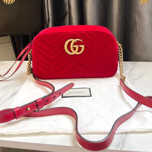 Túi Đeo Chéo Nữ Gucci GG Marmont Shoulder Bag Red Màu Đỏ - Túi xách - Vua Hàng Hiệu