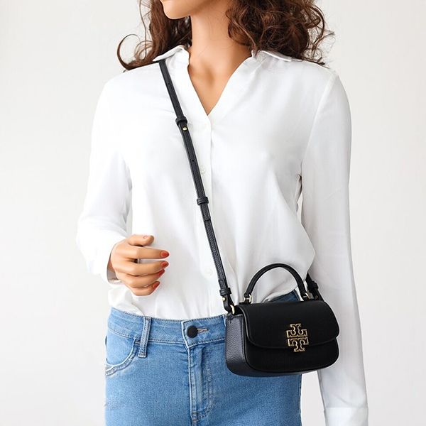 Túi Đeo Chéo Nữ Tory Burch Britten Mini Top Handle Leather Crossbody Màu Đen - Túi xách - Vua Hàng Hiệu