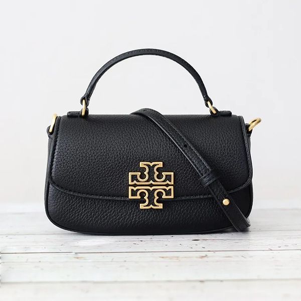 Túi Đeo Chéo Nữ Tory Burch Britten Mini Top Handle Leather Crossbody Màu Đen - Túi xách - Vua Hàng Hiệu